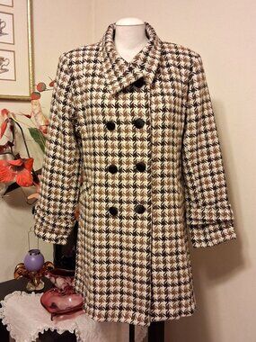 Tailored Pea Coat Lined 100% Cotton Trench Coat Warm Peacoat Outerwear L